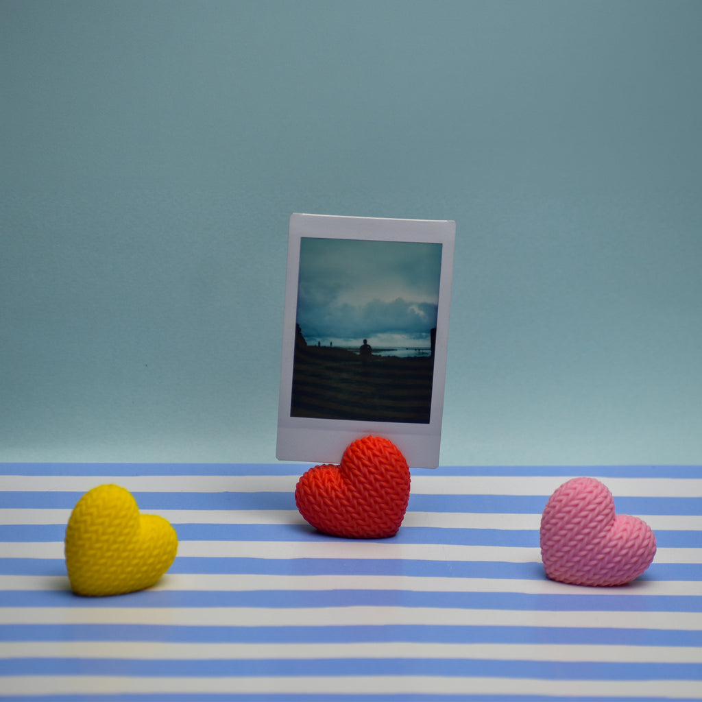 Knitted Heart Photo Holder