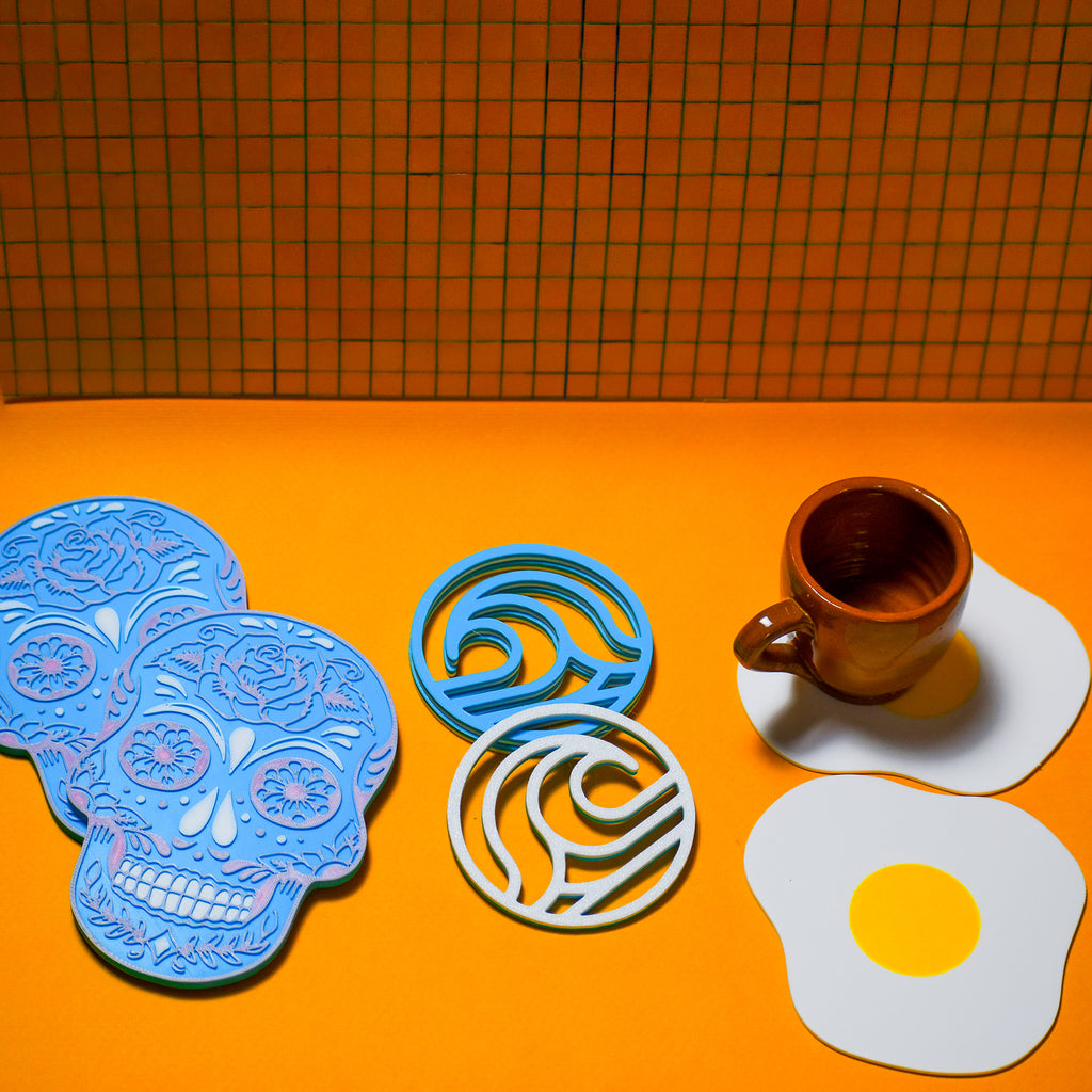 Sugar Skull Coaster Set with Holder